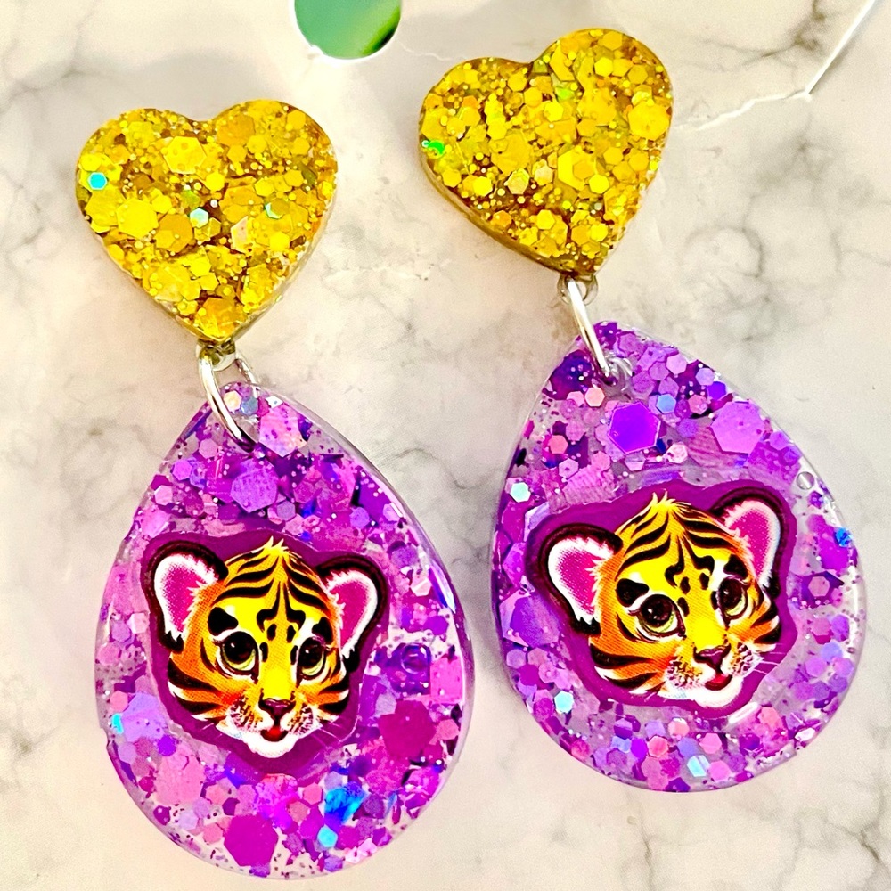 Tiger Acrylic Sticker Earrings